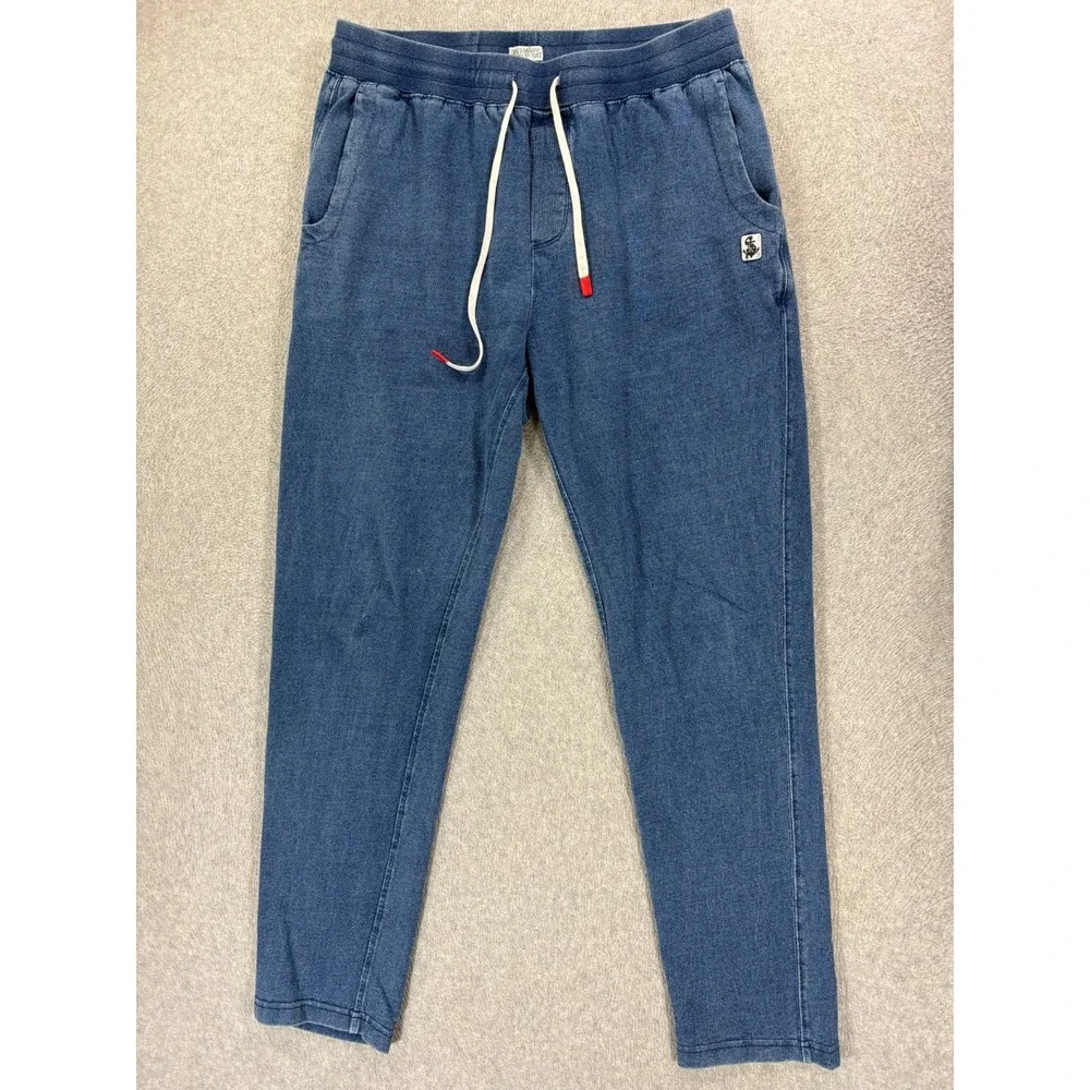 Quaker Marine Dark Wash Indigo Loopback Terry‎ Joggers (Men's Large) Blue